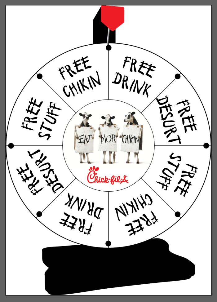 Chick-fil-A Prize Wheel Spin Wheel for Giveaways - Spinning Wheel for Prizes with Stand